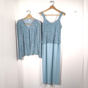 R&M Richards Dress Women's Size 8 Blue Sparkly Jacket Mother of the Bride Party